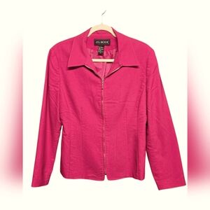 J.G. Hook Lines Zip Up Blazer Jacket Sz 12 Fuschia Pink